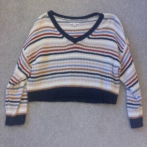 American Eagle Striped V-Neck Sweater